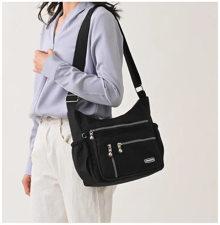 2024 Women's Waterproof Crossbody Bag Black Nylon — feature 23