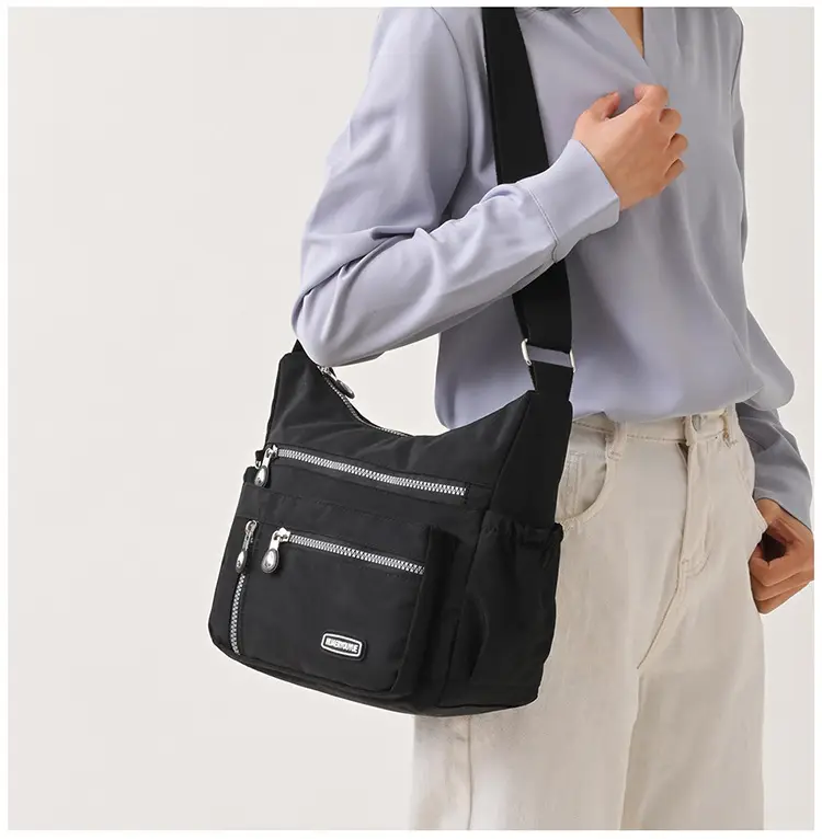 2024 Women's Waterproof Crossbody Bag Black Nylon — feature 24