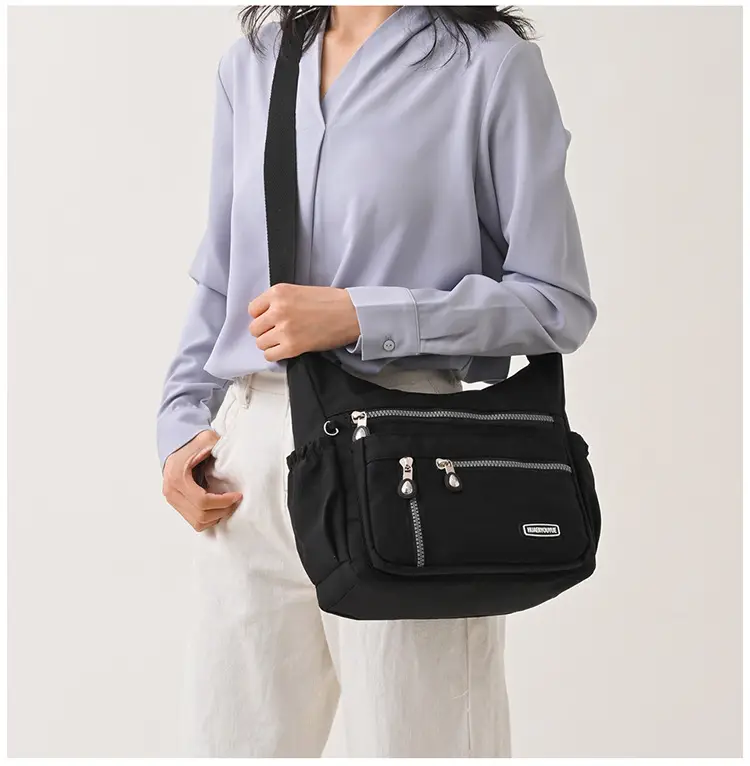 2024 Women's Waterproof Crossbody Bag Black Nylon — feature 25