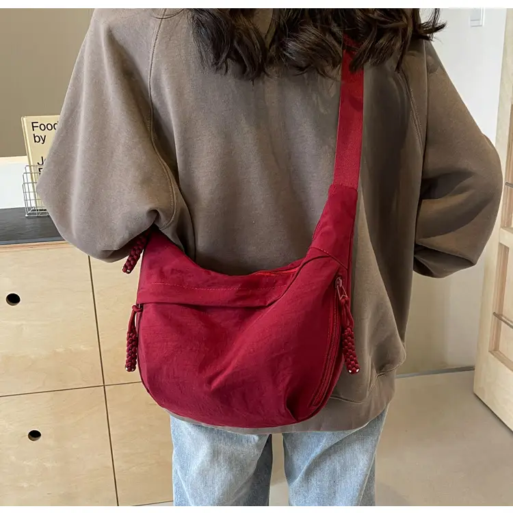Women's Red Shoulder Crossbody Bag with Tassel — feature 98