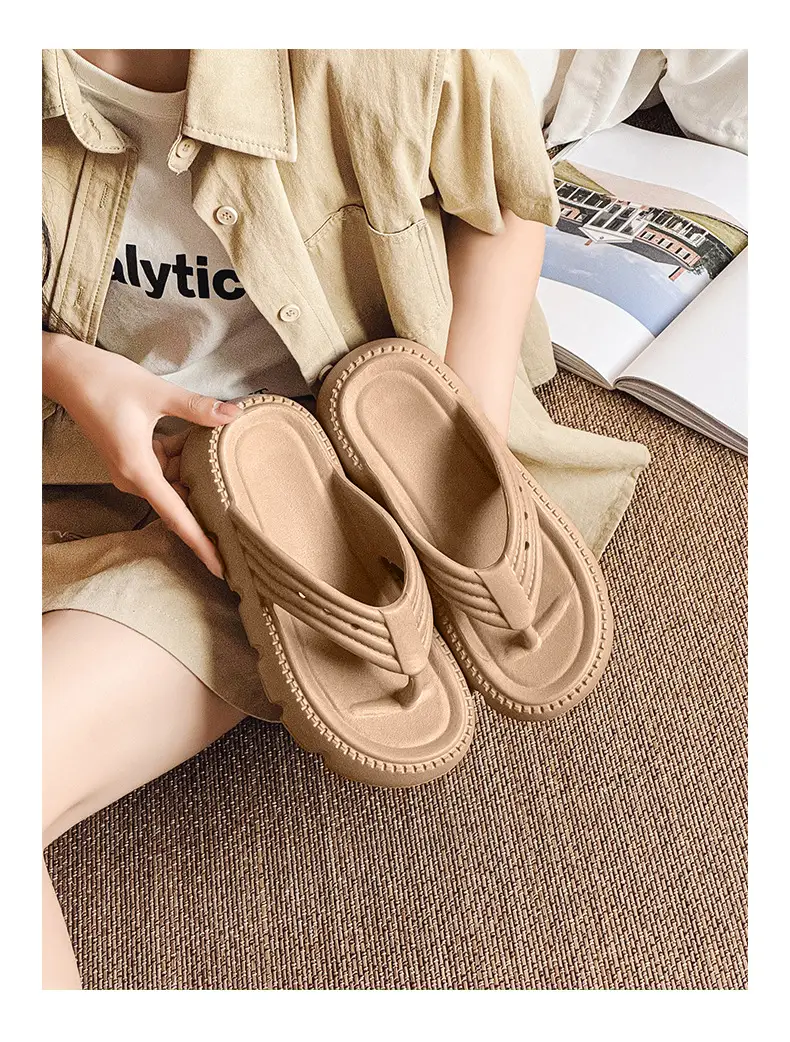 Women's Black Clip Flip Flops Lightweight Casual Beach Slippers Large — feature 18
