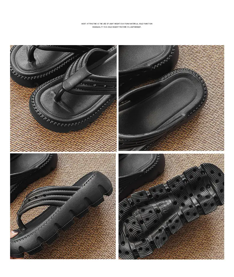 Women's Black Clip Flip Flops Lightweight Casual Beach Slippers Large — feature 23