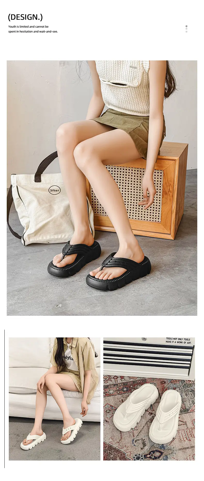 Women's Black Clip Flip Flops Lightweight Casual Beach Slippers Large — feature 7