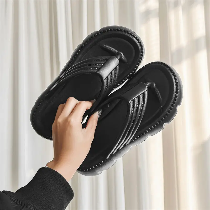 Women's Black Clip Flip Flops Lightweight Casual Beach Slippers Large - Image 3