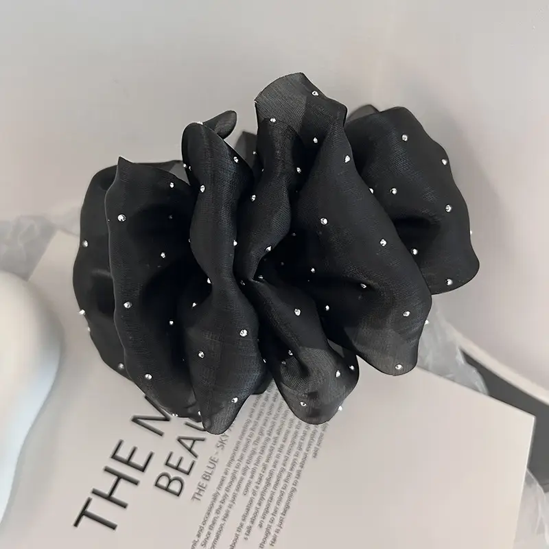 Black Bubble Hair Clip with Pearl Accents 11CM — feature 7