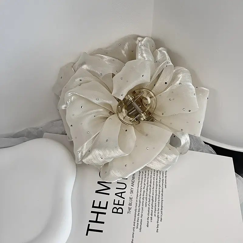 Black Bubble Hair Clip with Pearl Accents 11CM