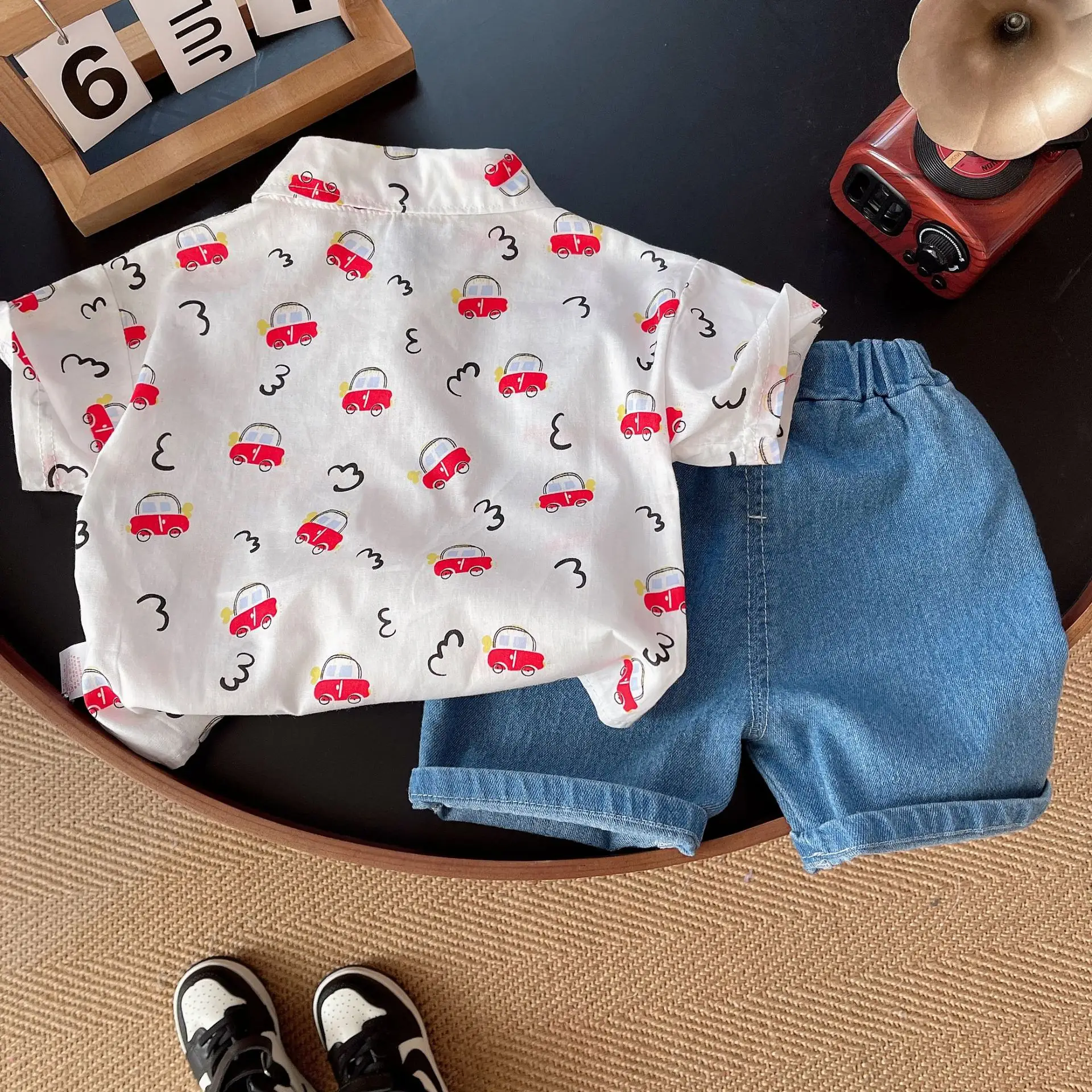 Children Cotton Car Print T-Shirt Shorts Set Summer — feature 3