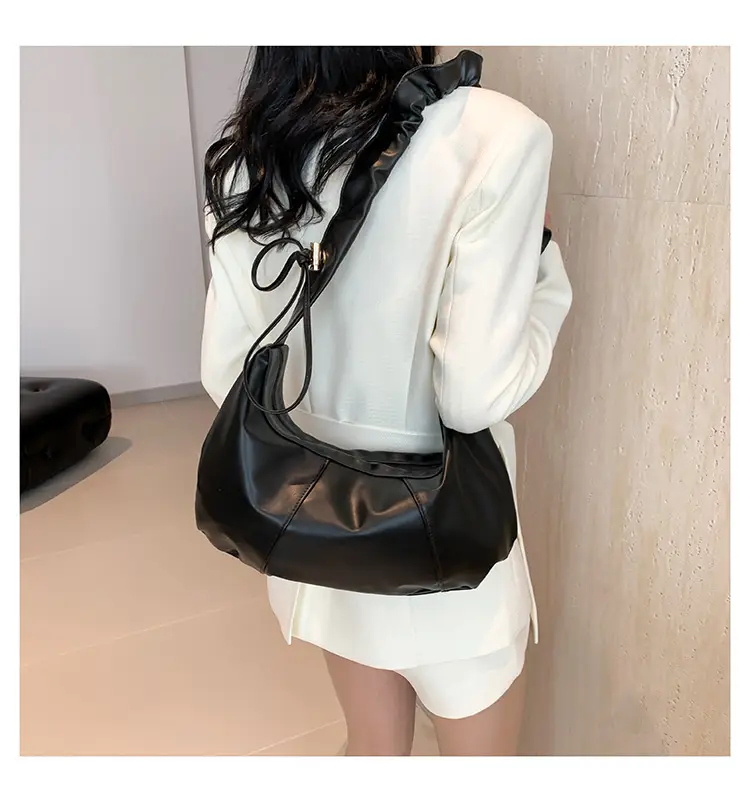 Women's Black Leather Shoulder Crossbody Bag Large Capacity — feature 11