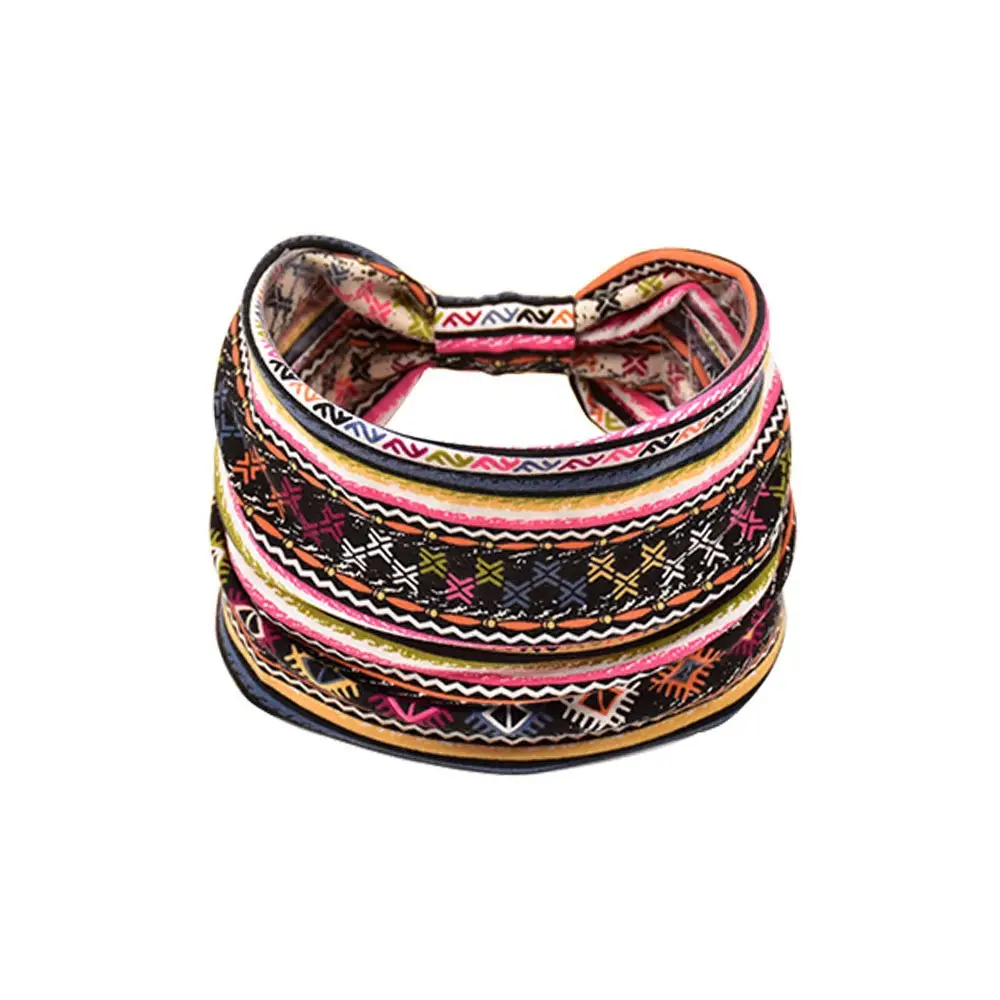 Women's Cotton Bohemian Hair Band with Colorful Design - Image 40