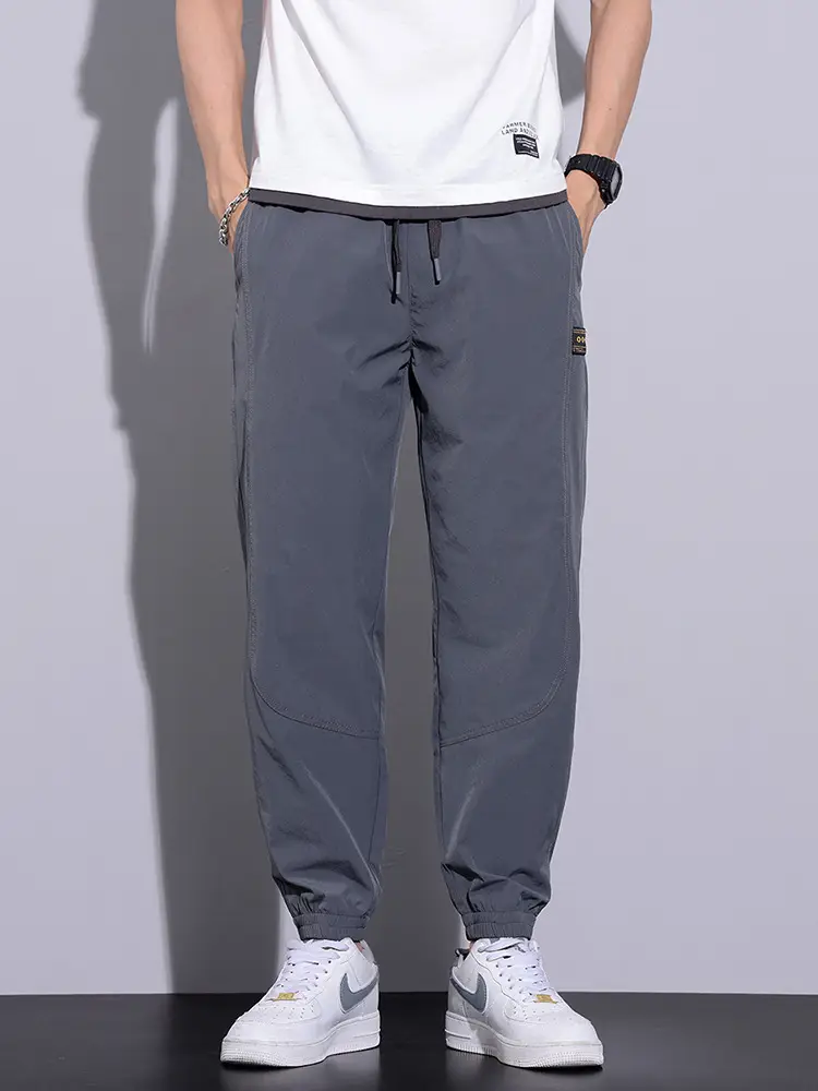 Men Grey Thin Jogger Pants Casual Loose Fit - Image 4