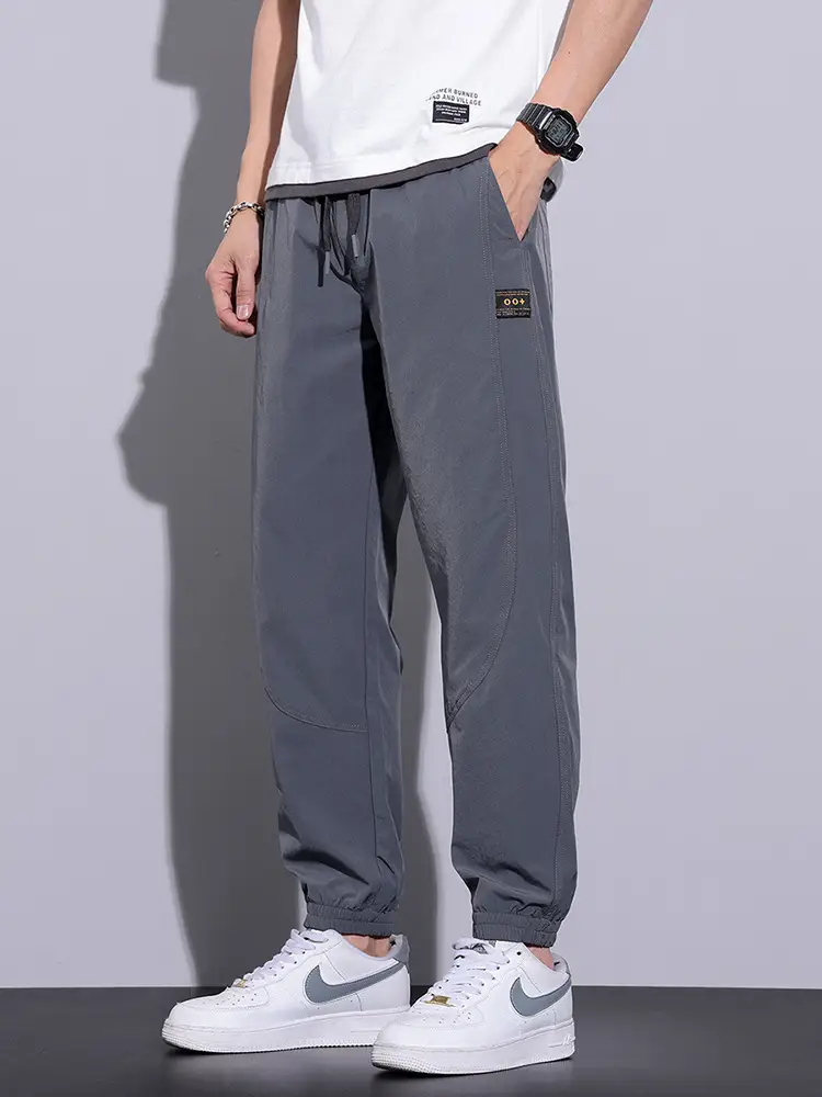Men Grey Thin Jogger Pants Casual Loose Fit - Image 5