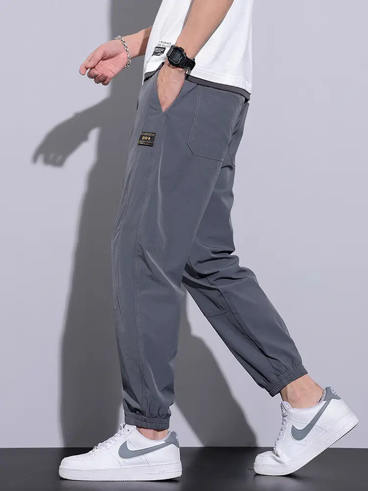 Men Grey Thin Jogger Pants Casual Loose Fit - Image 6