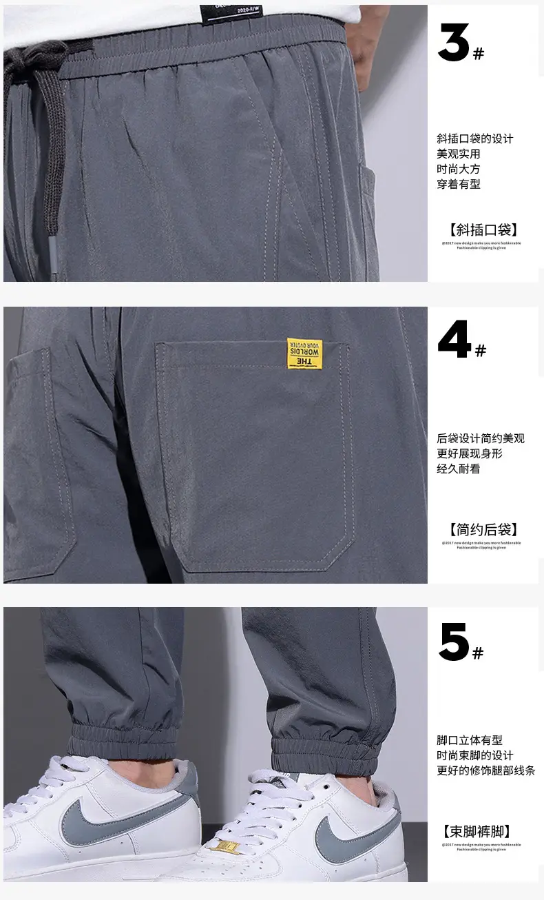 Men Grey Thin Jogger Pants Casual Loose Fit — feature 20