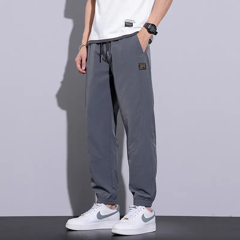 Men Grey Thin Jogger Pants Casual Loose Fit - Image 2