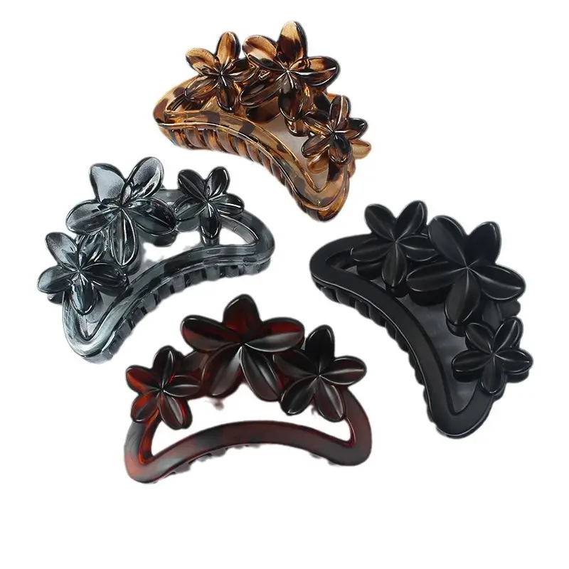 Korean Hair Grip Plates 3 Flower Amber Clips 2024 - Image 11