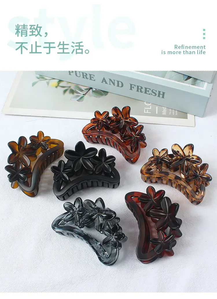 Korean Hair Grip Plates 3 Flower Amber Clips 2024 — feature 3