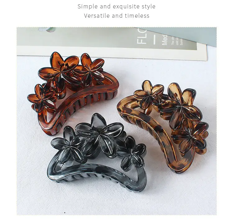 Korean Hair Grip Plates 3 Flower Amber Clips 2024 — feature 4
