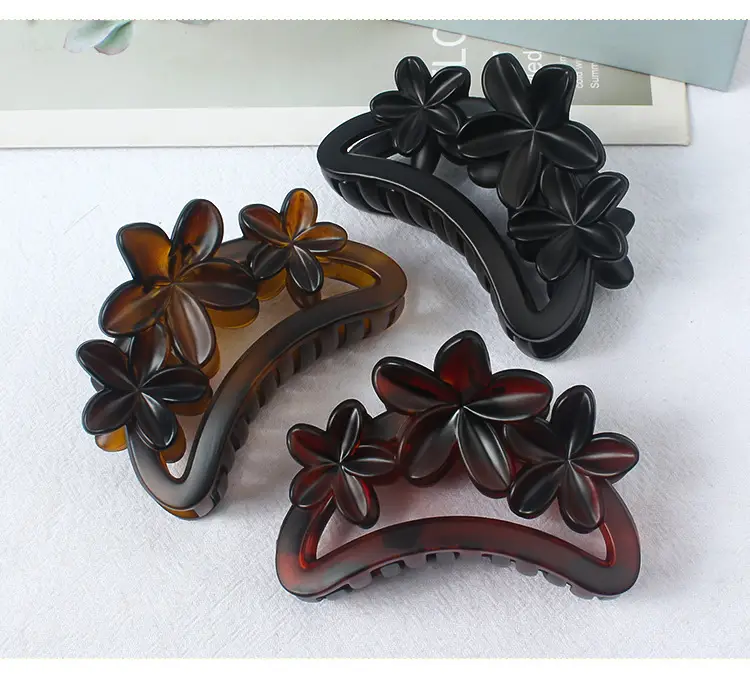 Korean Hair Grip Plates 3 Flower Amber Clips 2024 — feature 5