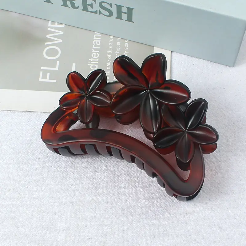 Korean Hair Grip Plates 3 Flower Amber Clips 2024 - Image 2