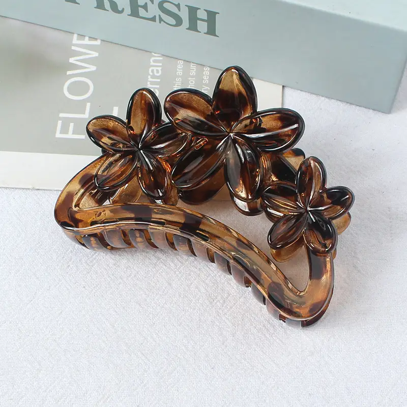 Korean Hair Grip Plates 3 Flower Amber Clips 2024 - Image 5