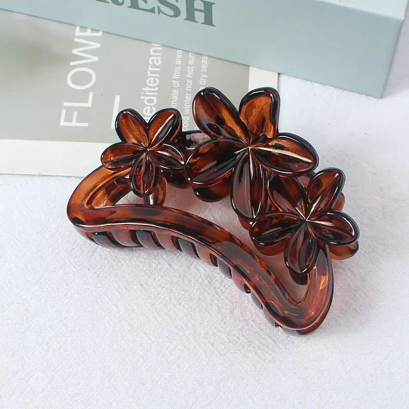Korean Hair Grip Plates 3 Flower Amber Clips 2024 - Image 6