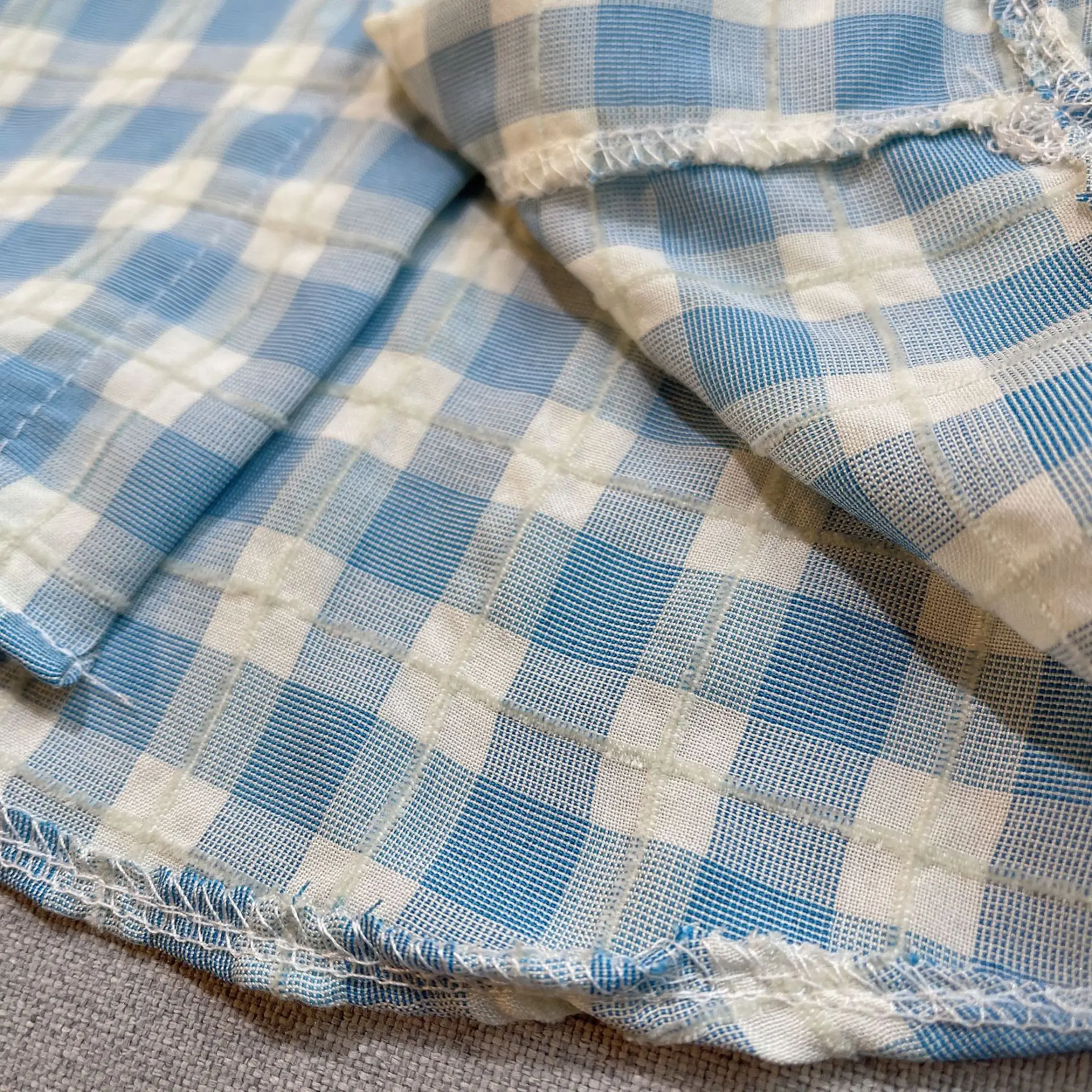 Baby Cotton Short Sleeve Suit Blue Checkered Shorts — feature 10