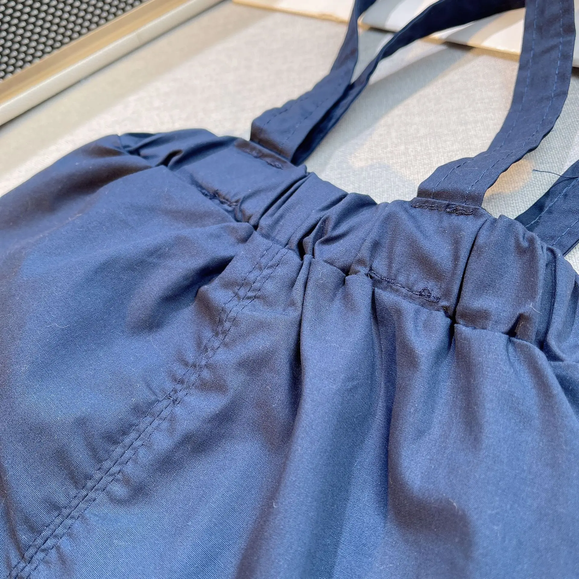 Baby Cotton Short Sleeve Suit Blue Checkered Shorts — feature 16