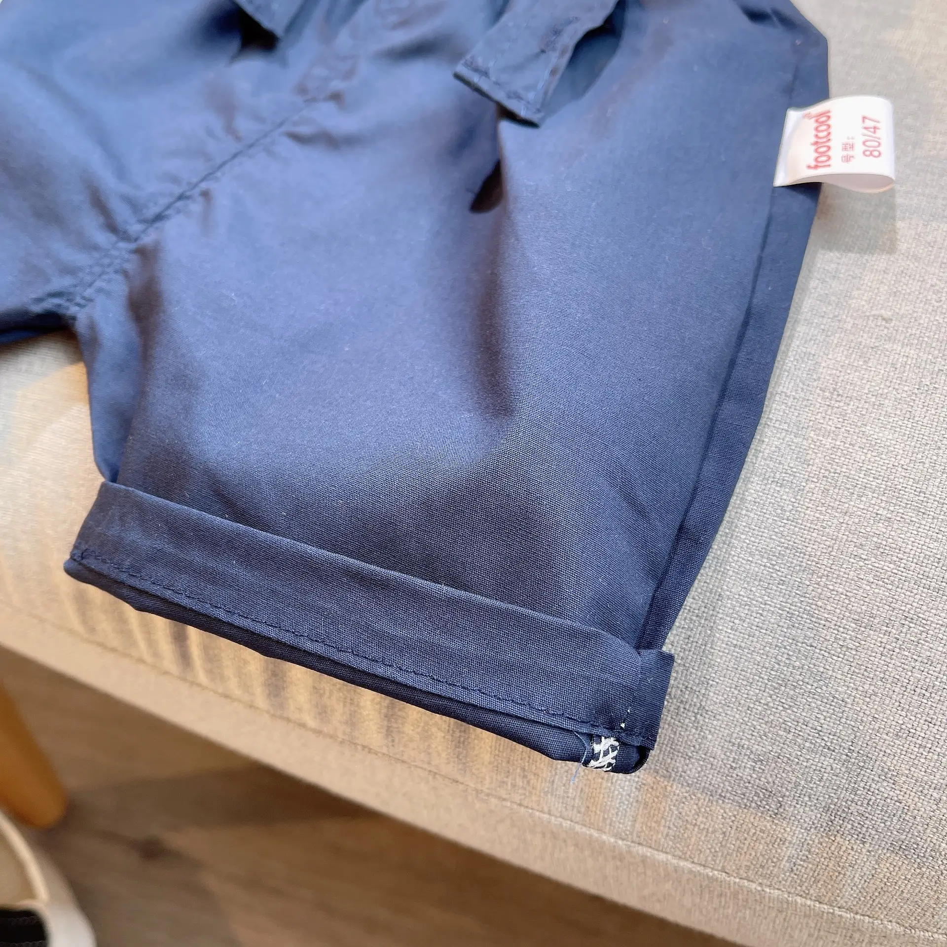 Baby Cotton Short Sleeve Suit Blue Checkered Shorts — feature 17