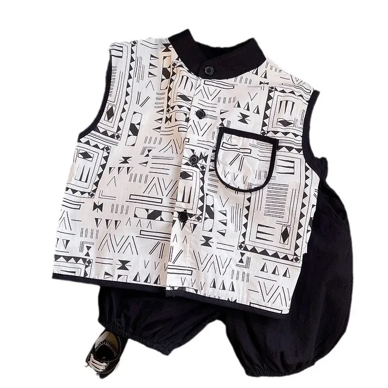 Children Cotton Printed T-Shirt Shorts Suit Summer - Image 7