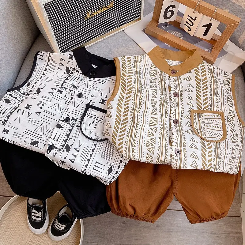 Children Cotton Printed T-Shirt Shorts Suit Summer — feature 1
