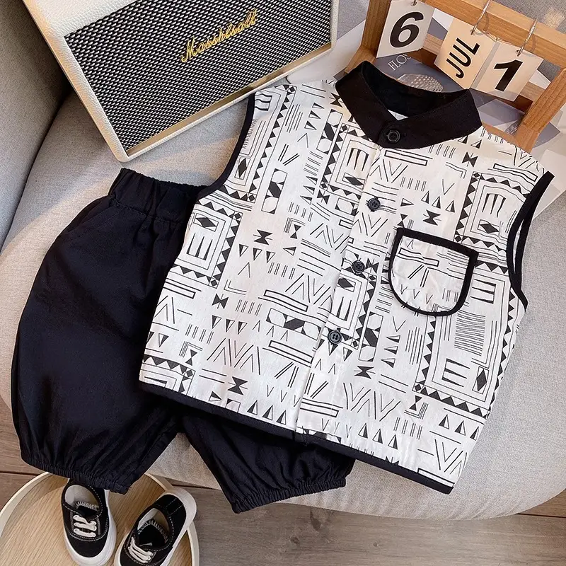 Children Cotton Printed T-Shirt Shorts Suit Summer — feature 3