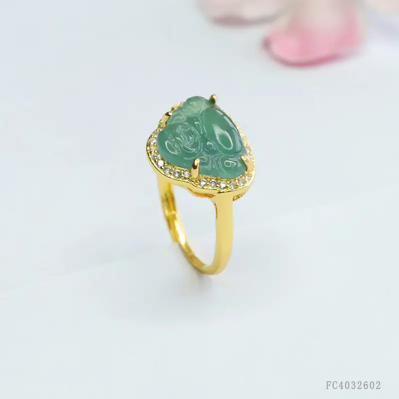 Guan Yu Jade Buddha Ring Blue Water Maitreya — feature 9
