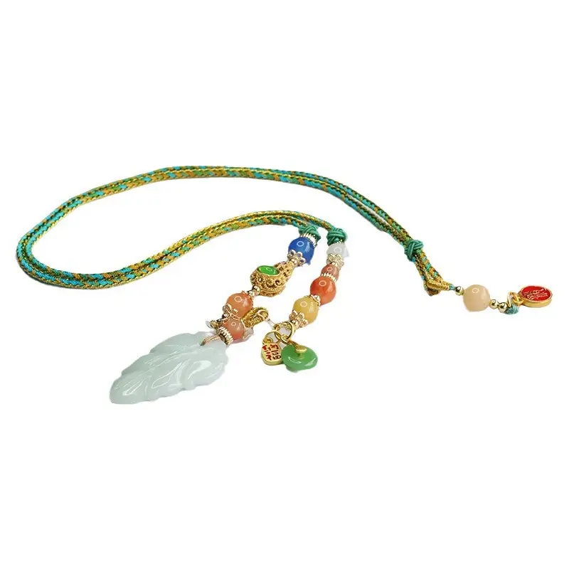 Jade Leaf Necklace with Pendant & Bracelet Set - Image 6
