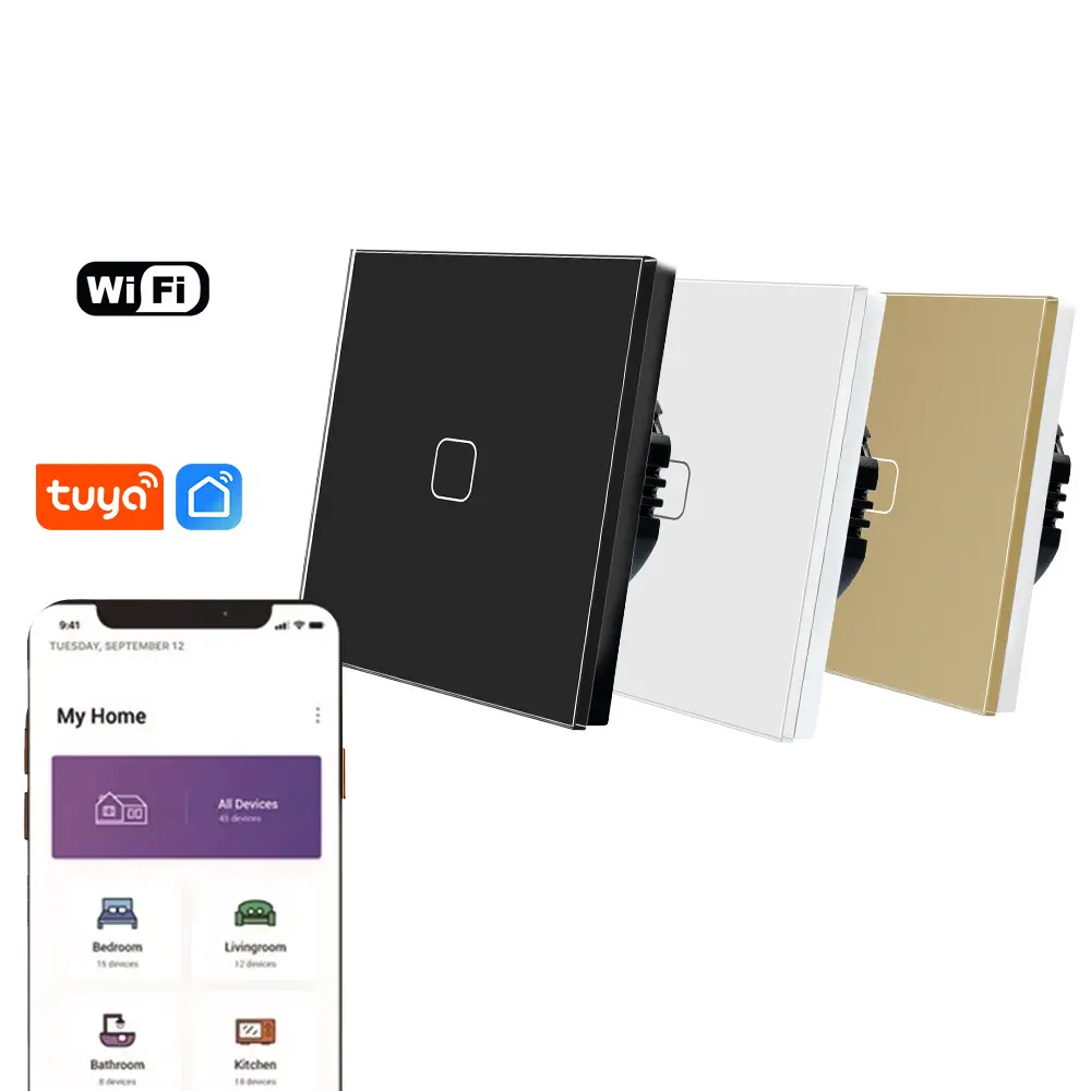 Tuya Wifi Smart Switch Touch Switch Smart Wall Switch Electrician In-Stock Smart Socket