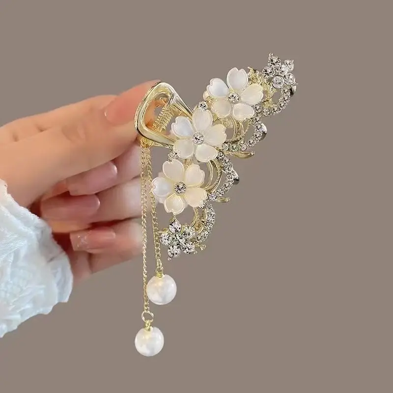 Jasmine Hairpin with Pearl Drop High Pony Tail Clip - Image 5