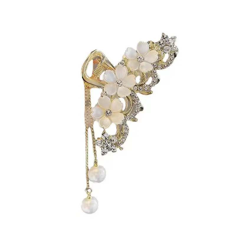 Jasmine Hairpin with Pearl Drop High Pony Tail Clip - Image 6