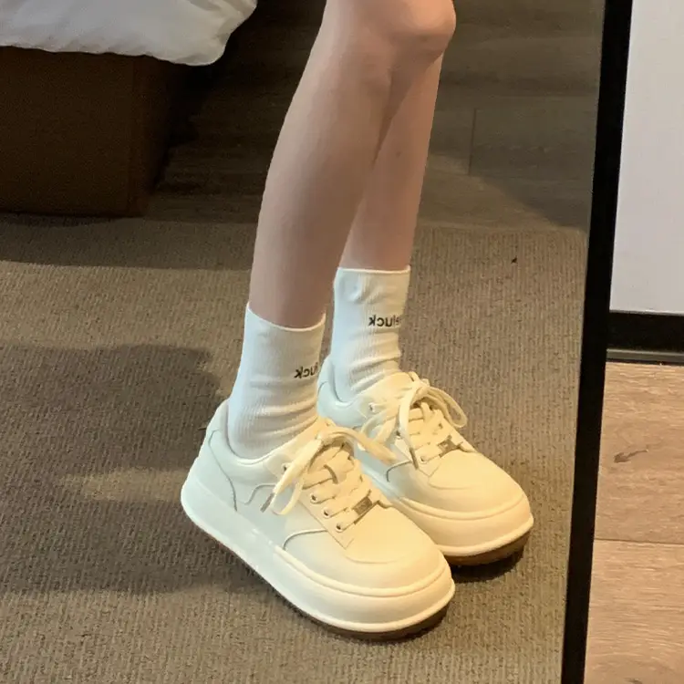 Women's White High-Top Casual Shoes 2024 Spring - Image 3