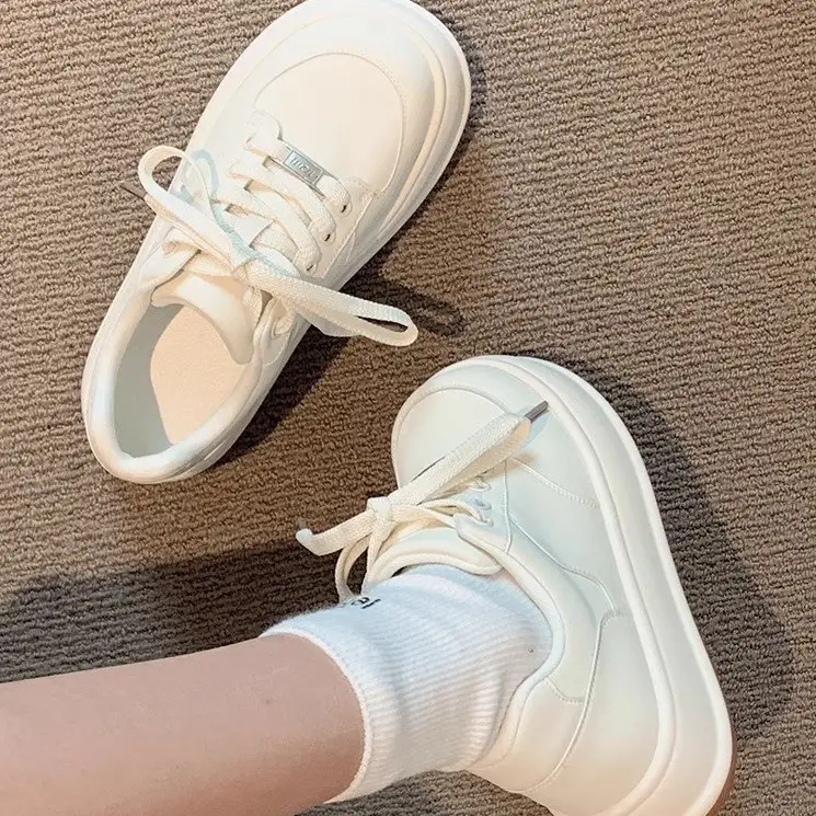 Women's White High-Top Casual Shoes 2024 Spring - Image 4
