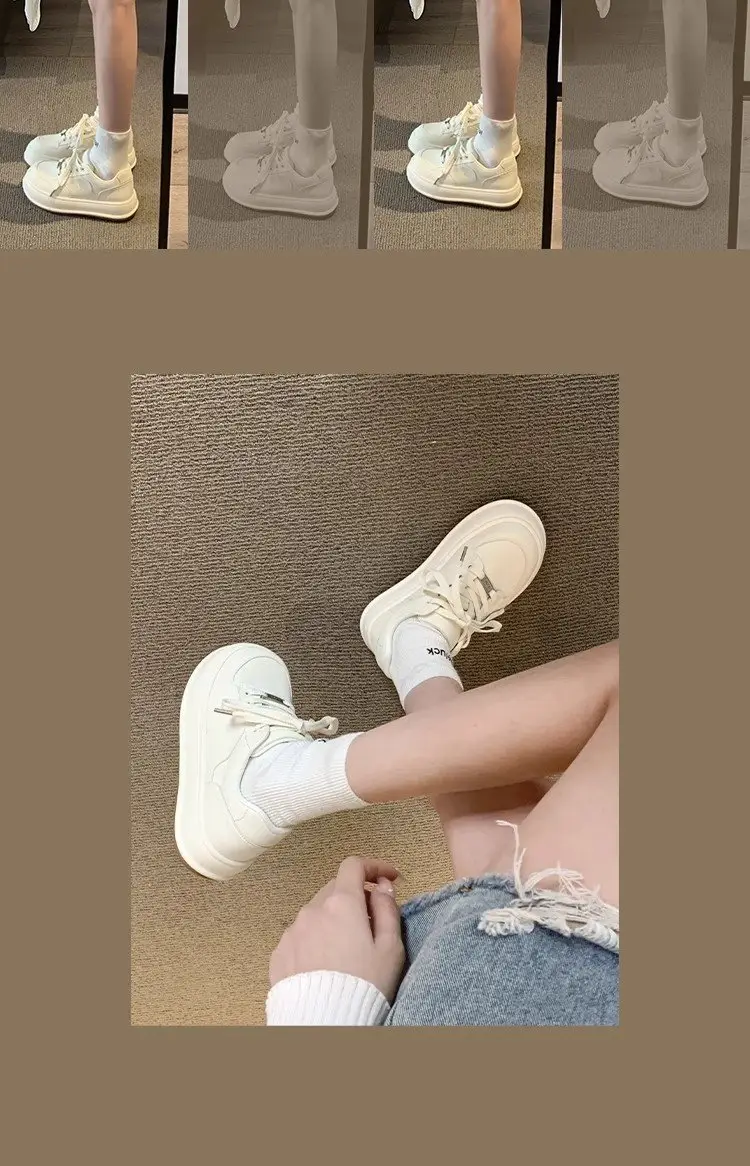 Women's White High-Top Casual Shoes 2024 Spring — feature 4