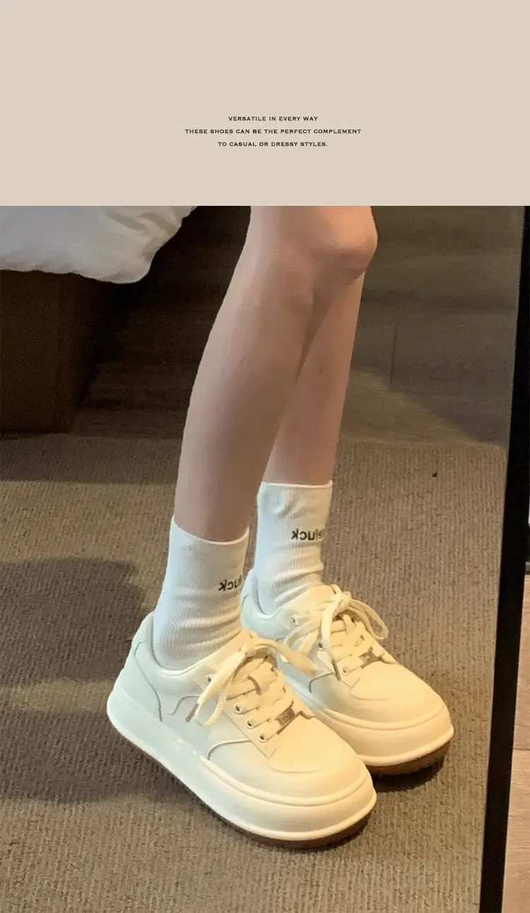 Women's White High-Top Casual Shoes 2024 Spring — feature 7