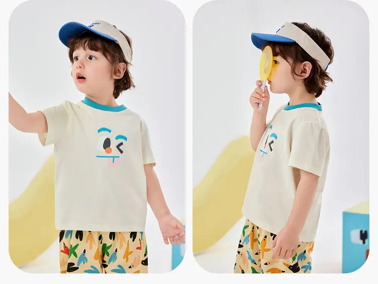 Dudu Baby T-Shirt Summer Cartoon Boys Cream Blue — feature 14