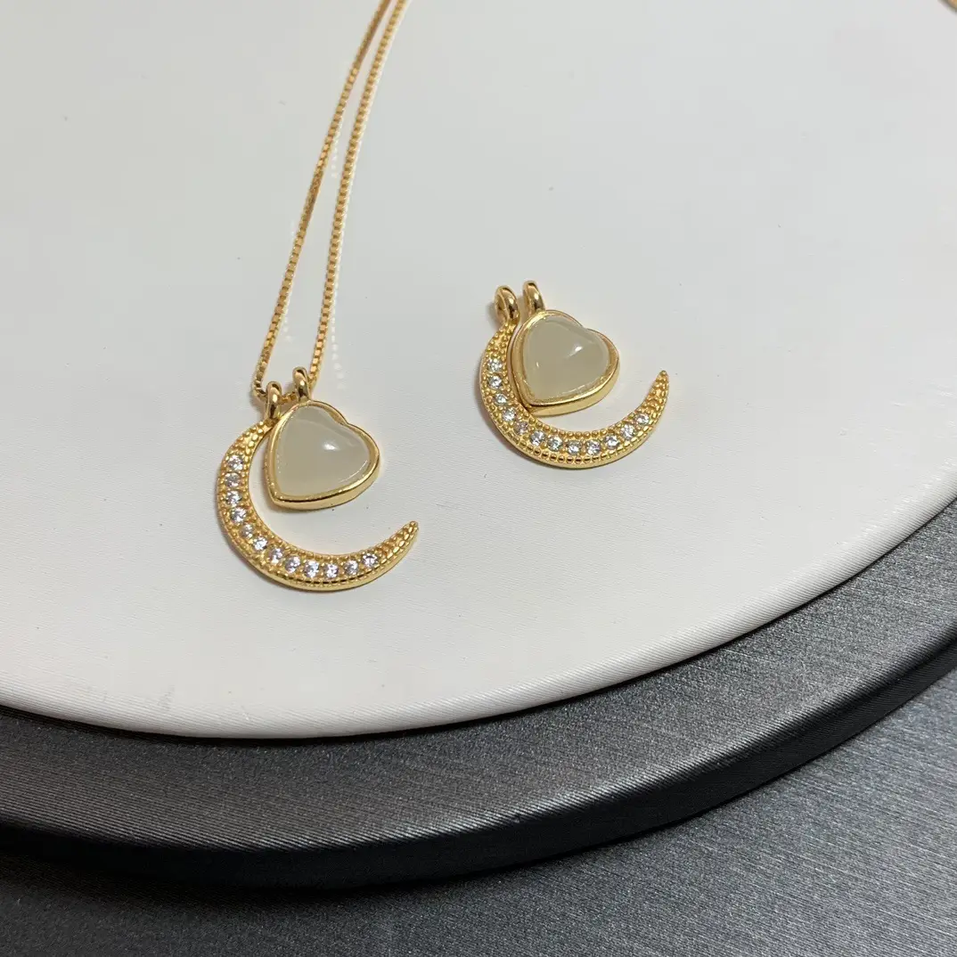 Women's Gold Jade Pendant Necklaces Set 5 Pcs — feature 6