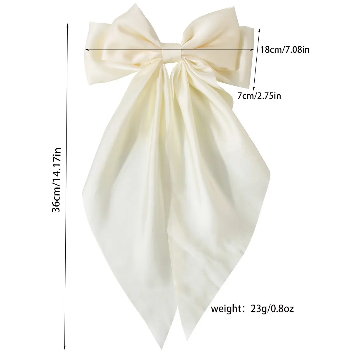 Long Satin Bow Hairpin for Women Pink Lavender Yellow