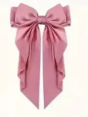 Long Satin Bow Hairpin for Women Pink Lavender Yellow