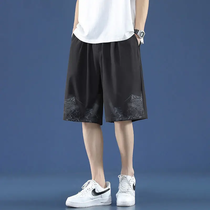 Men's Cold Five-Bullet Ice Silk Shorts Black - Image 5