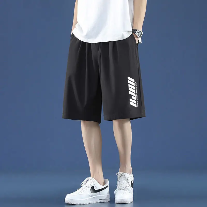 Men's Cold Five-Bullet Ice Silk Shorts Black - Image 6
