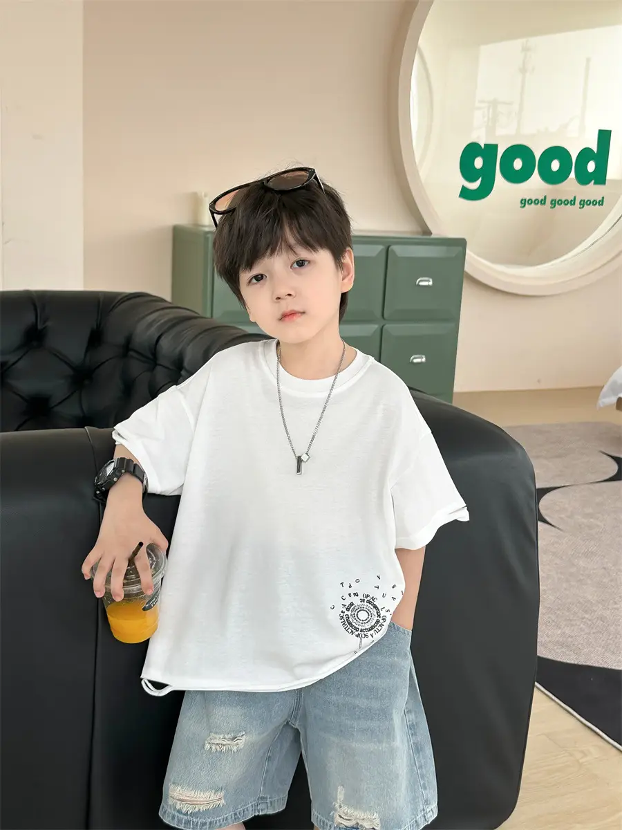 Boys White Short Sleeve T-Shirt Kids 2025 - Image 4