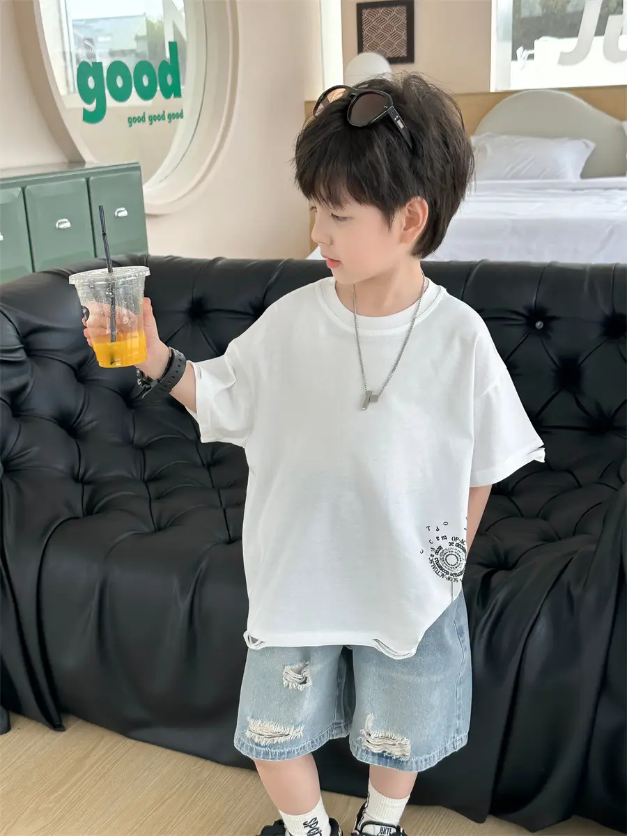 Boys White Short Sleeve T-Shirt Kids 2025 - Image 6