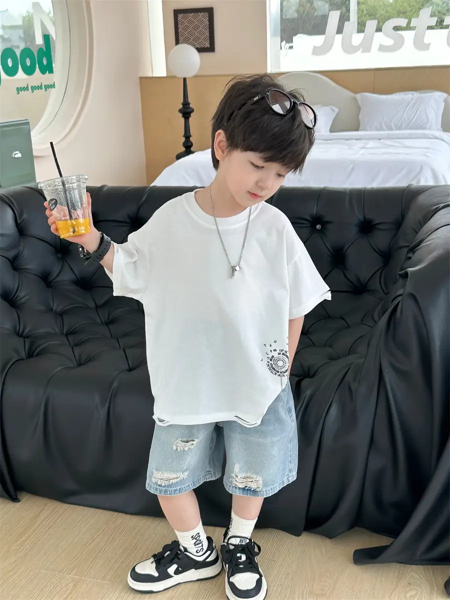 Boys White Short Sleeve T-Shirt Kids 2025 — feature 24