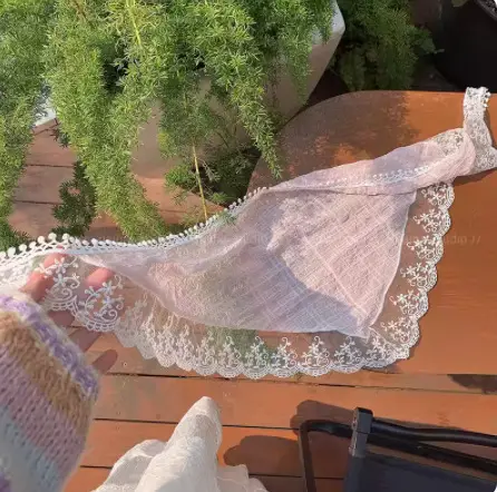 White Lace Hair Tie Scarf for Women - Image 2